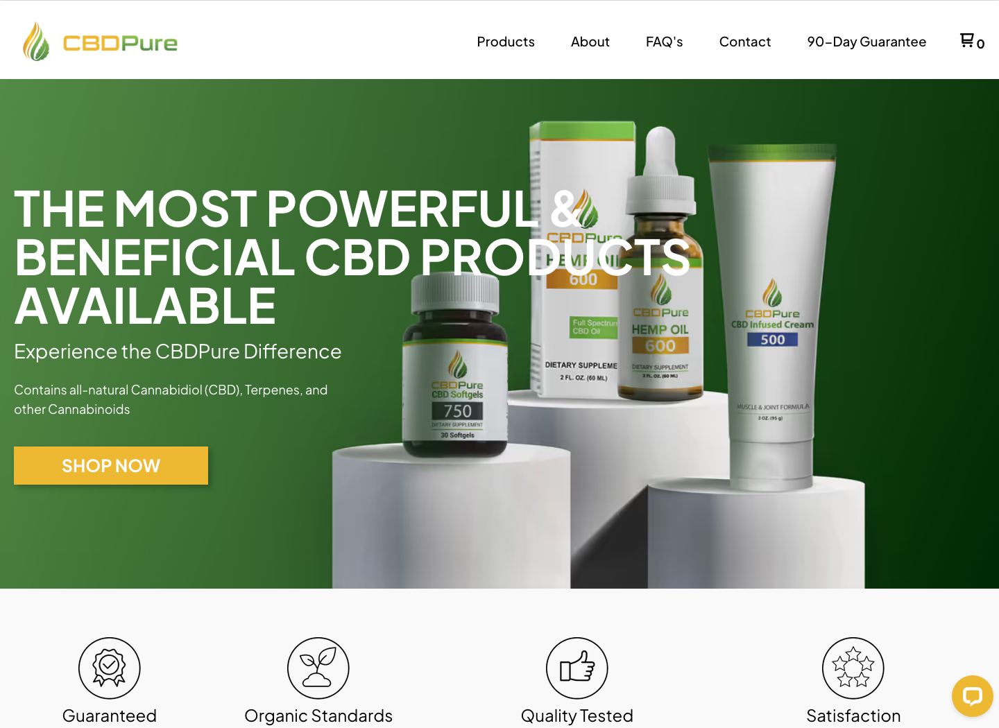 CBDPure website screenshot