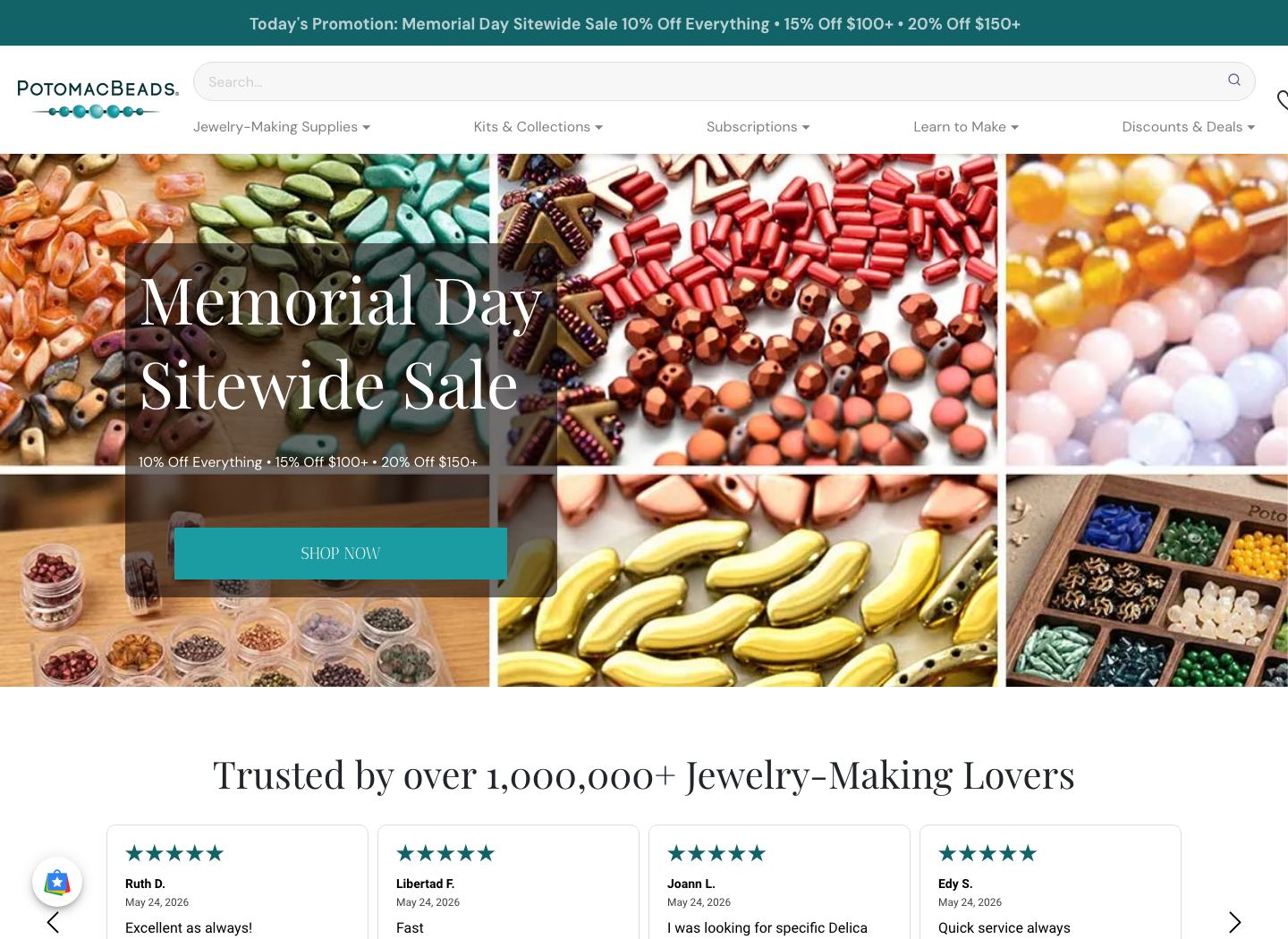 PotomacBeads website screenshot
